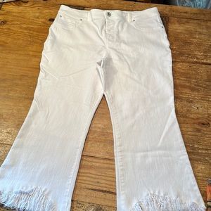 INC denim flare crop pants